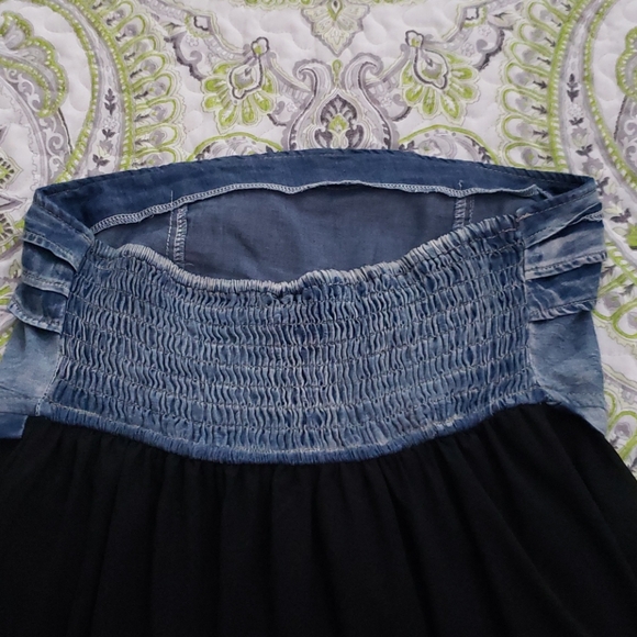 Strapless Jean Chambray High-Lo Dress - Picture 4 of 5